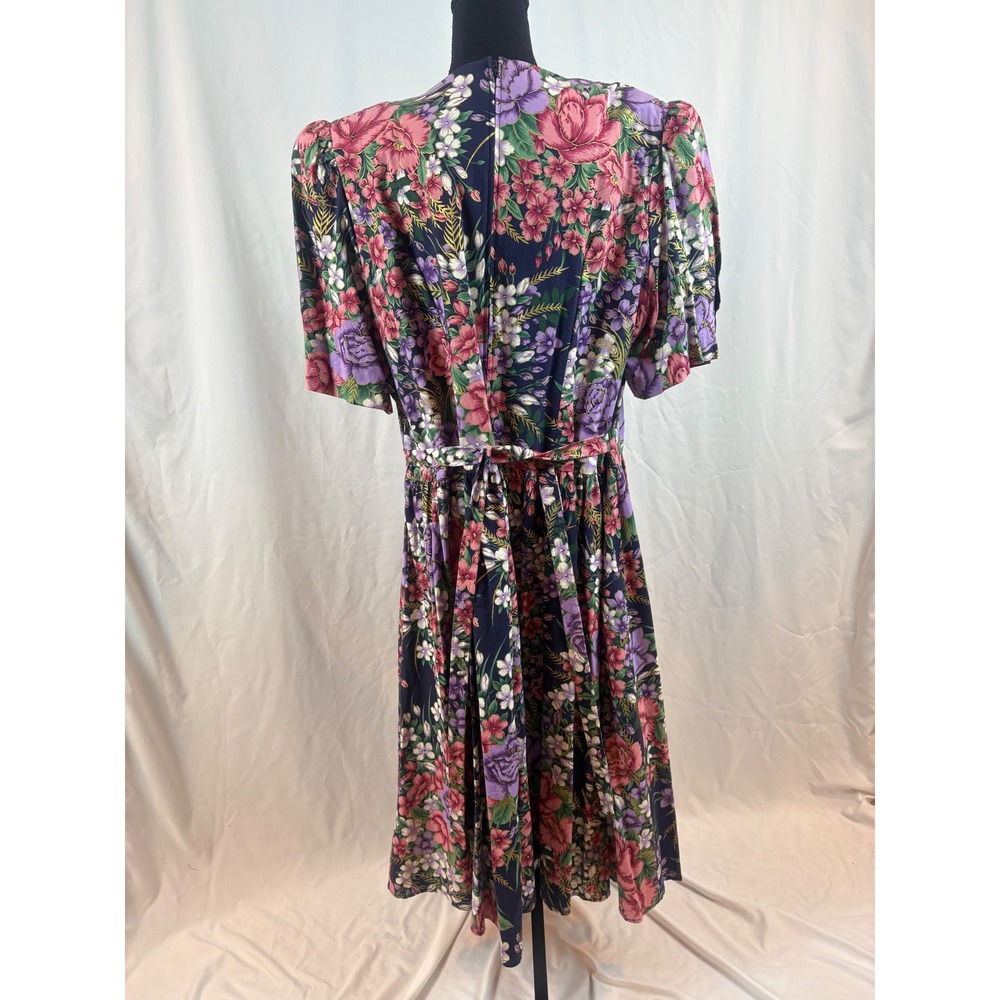 Sweet Reason Vintage Floral Midi Dress Lace Collar Pearl Buttons Navy Plus 22W - Picture 14 of 16